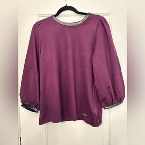 Anne Klein Plum Blouse with Black Trim